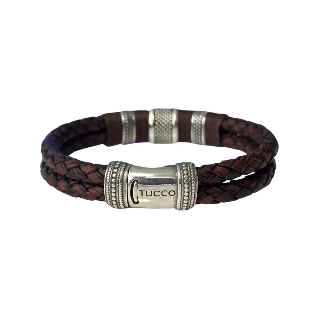 TUCCO MEN DOUBLE BRAIDED TUBE LEATHER BRACELET