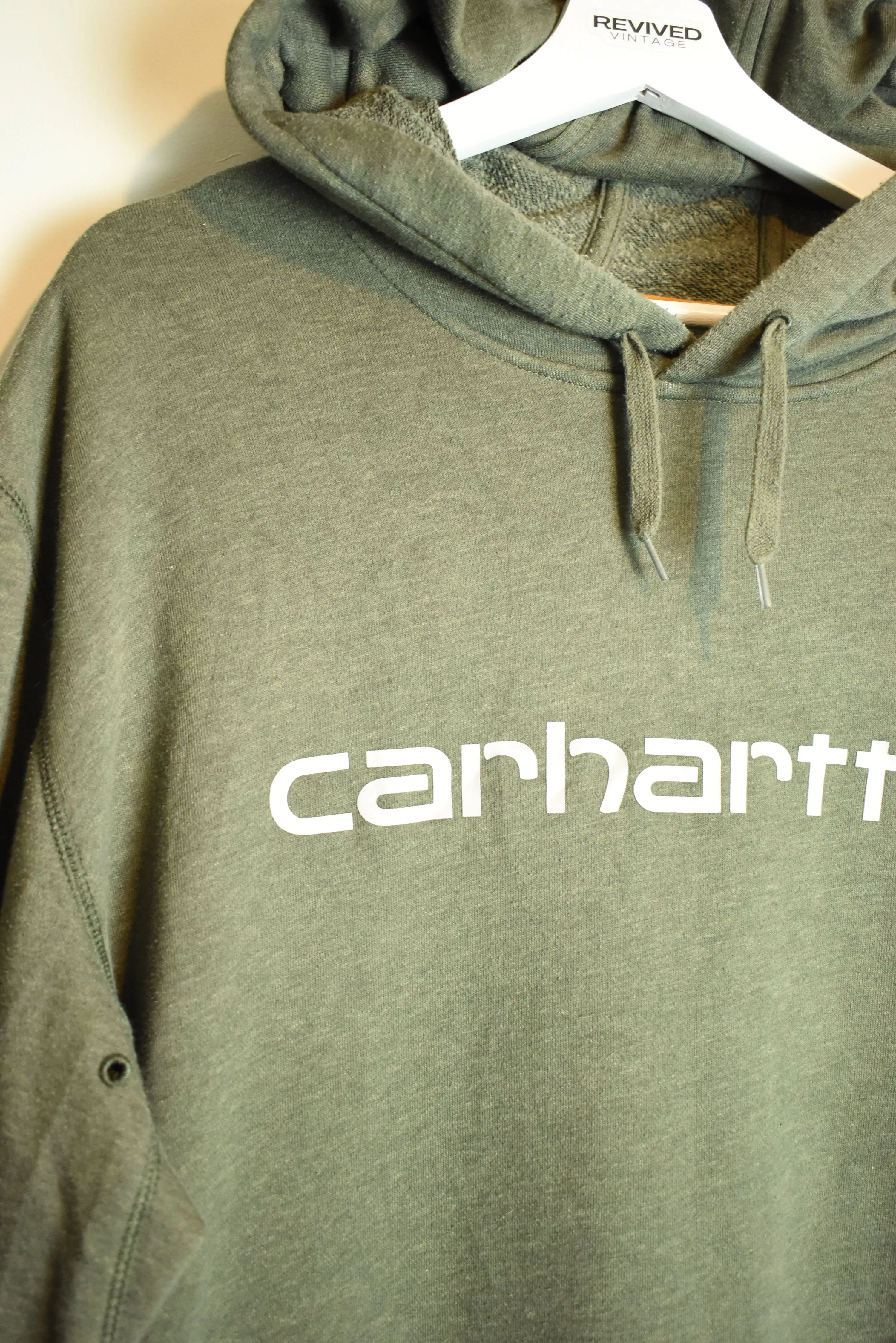 Vintage Carhartt Print Green Hoodie Original Fit XL