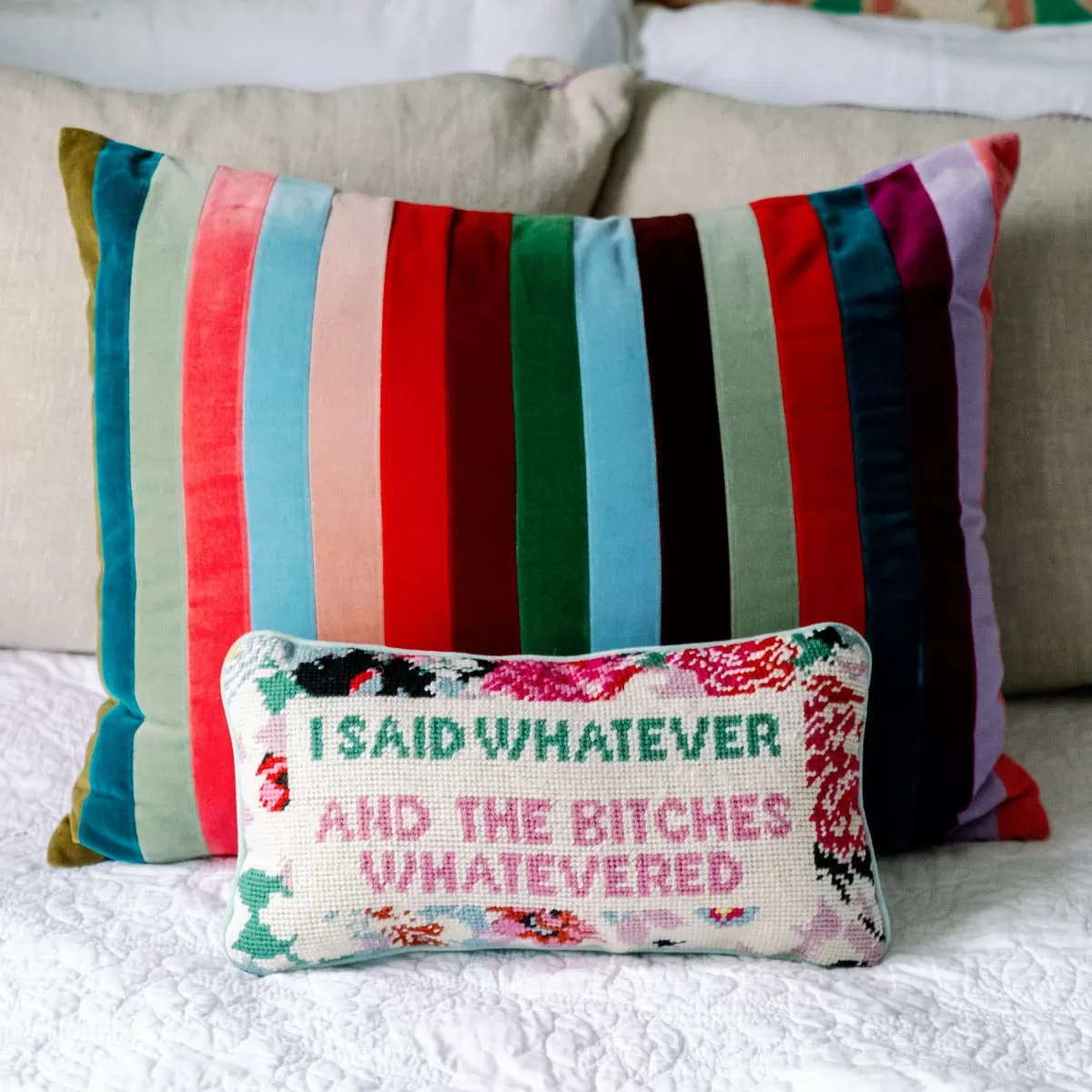 Whatever Bitches Needlepoint Pillow