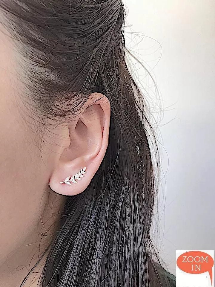 Wholesale Matte Rose Gold Leaf Ear Climber- Rose Gold Leaf Ear Cuff, Leaf Earrings Ear Crawler, Ear Climber, Ear Jacket, Leaves Ear Climber Crawler