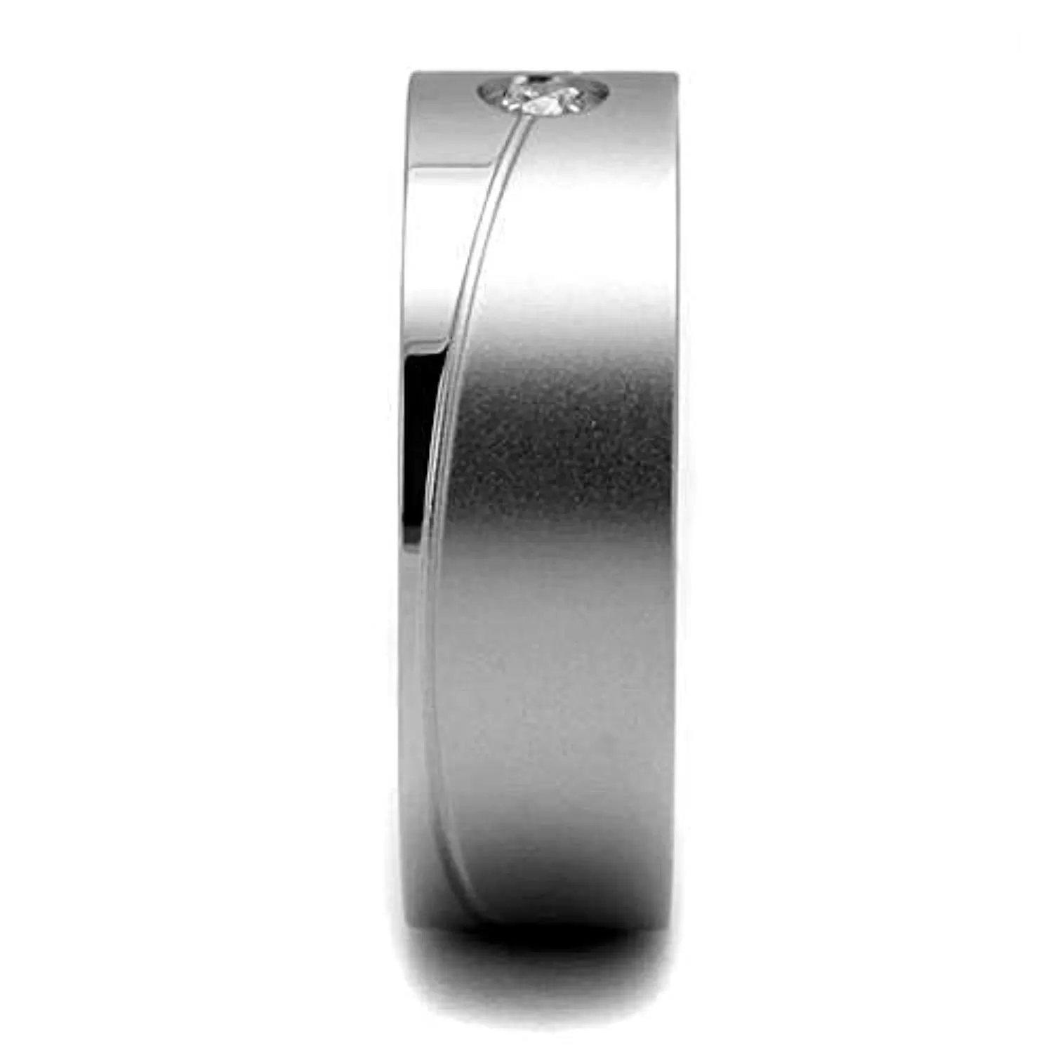 WildKlass Stainless Steel Ring High Polished Men AAA Grade CZ Clear