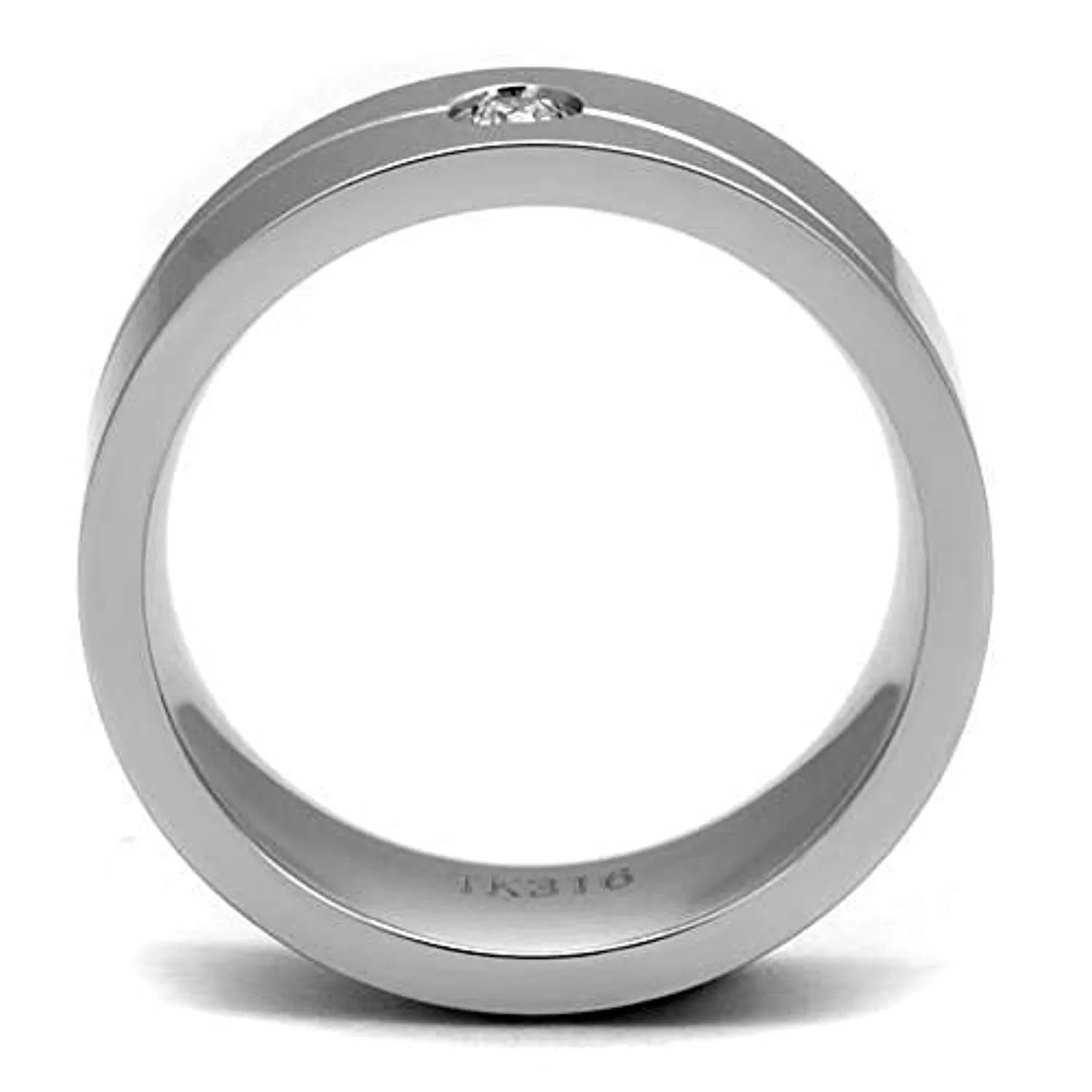 WildKlass Stainless Steel Ring High Polished Men AAA Grade CZ Clear