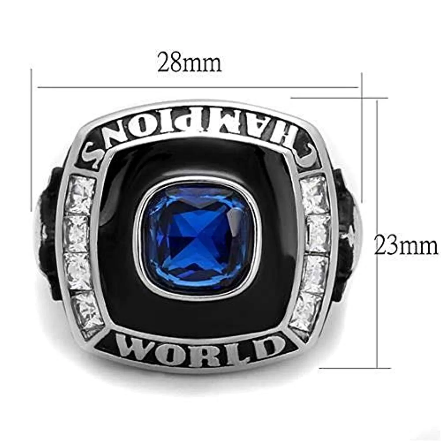 WildKlass Stainless Steel Ring High Polished Men Synthetic Sapphire