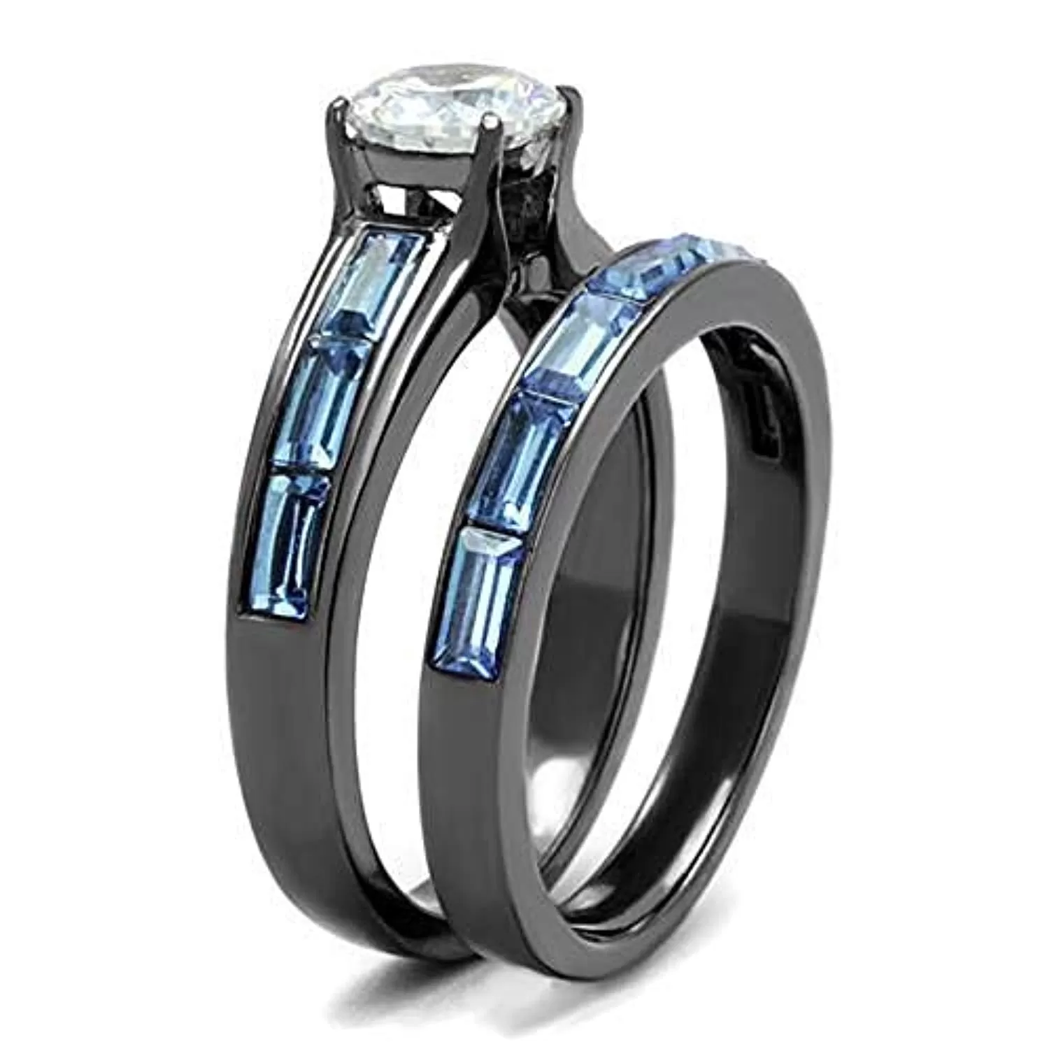 WildKlass Stainless Steel Ring IP Light Black (IP Gun) Women AAA Grade CZ Clear