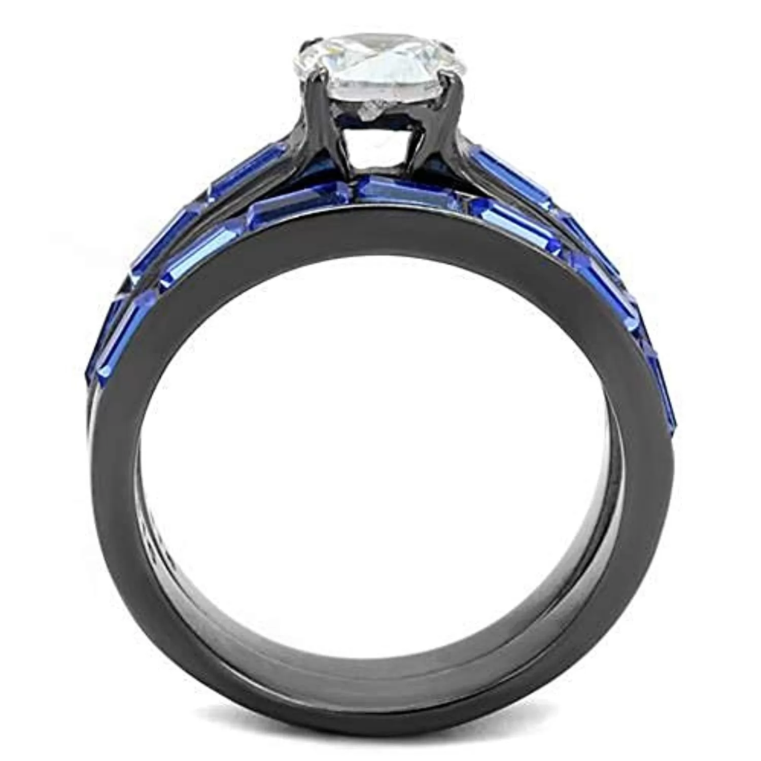 WildKlass Stainless Steel Ring IP Light Black (IP Gun) Women AAA Grade CZ Clear