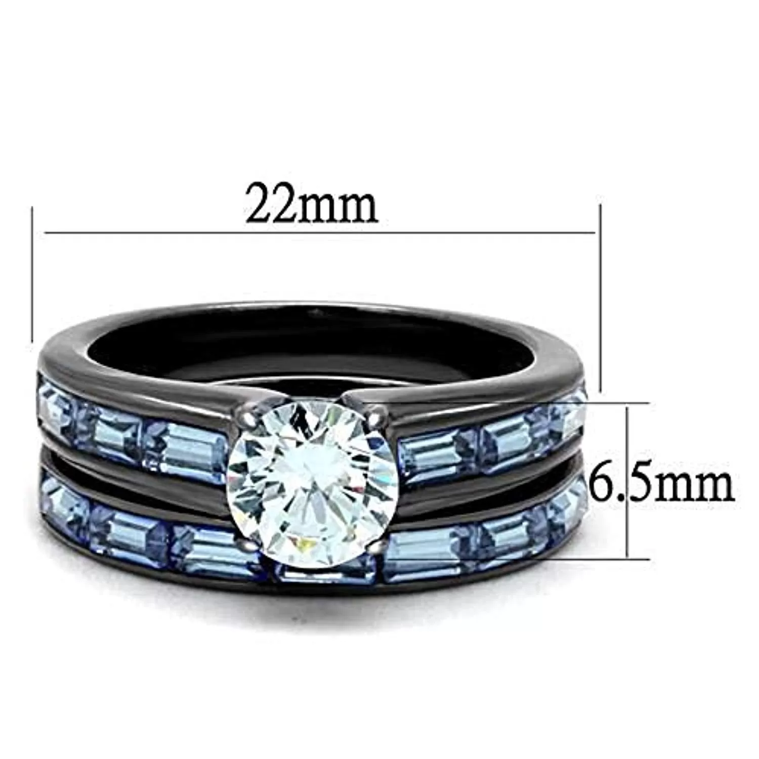 WildKlass Stainless Steel Ring IP Light Black (IP Gun) Women AAA Grade CZ Clear