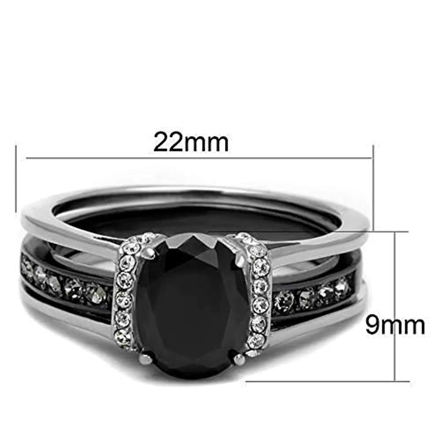 WildKlass Stainless Steel Ring Two-Tone IP Black Women Synthetic Jet