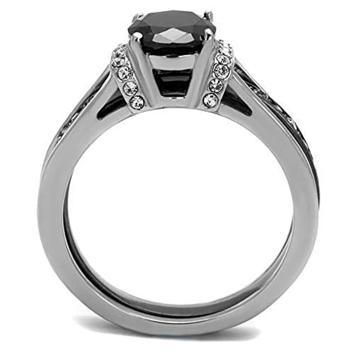 WildKlass Stainless Steel Ring Two-Tone IP Black Women Synthetic Jet