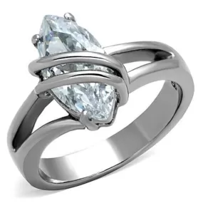 WildKlass Stainless Steel Solitaire Ring High Polished (no Plating) Women AAA Grade CZ Clear