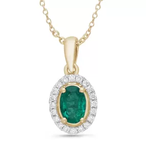 Yellow Gold Emerald & Diamond Heirloom Pendant